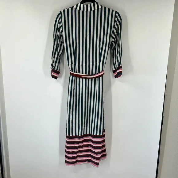 Boden Mallory Midi Shirt Dress Striped 3/4 Sleeves - Picture 6 of 10